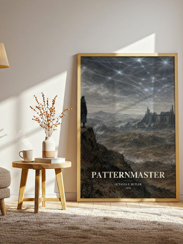 Patternmaster watercolour print in frame leaning in hallway – sci fi wall art
