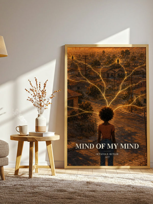 Mind of My Mind watercolour print in frame leaning in hallway – sci fi wall art