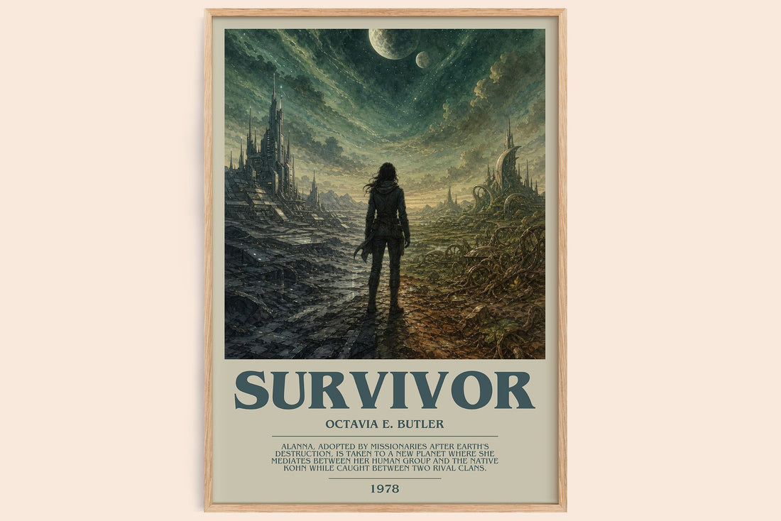 Survivor bookish book poster by Octavia E. Butler – framed literary art print