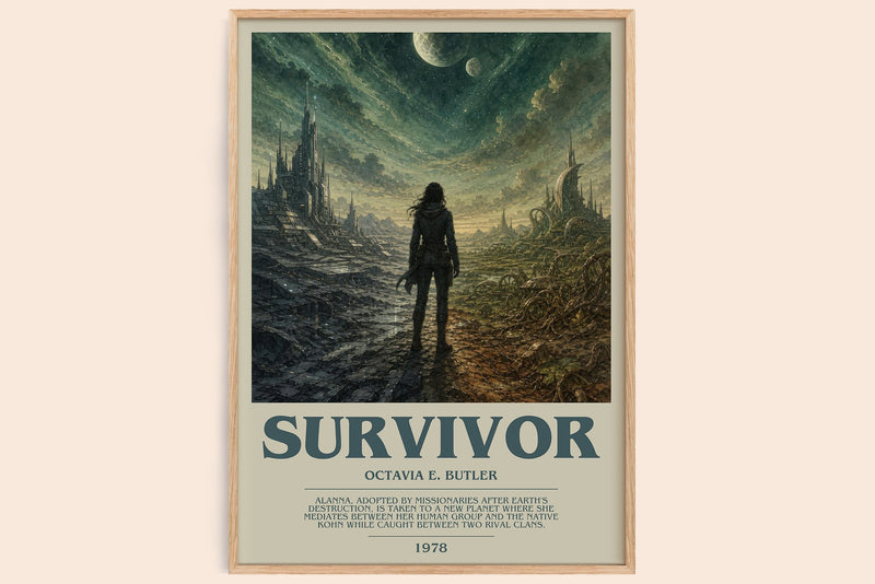Survivor bookish book poster by Octavia E. Butler – framed literary art print