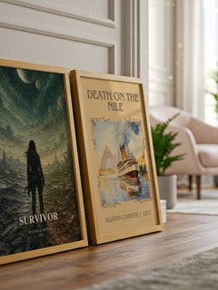 Survivor watercolour print framed by window – literary home decor