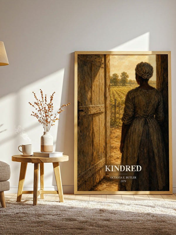 Kindred watercolour print in frame leaning in hallway – sci fi wall art