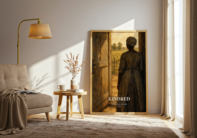 Kindred watercolour print in frame leaning in hallway – sci fi wall art