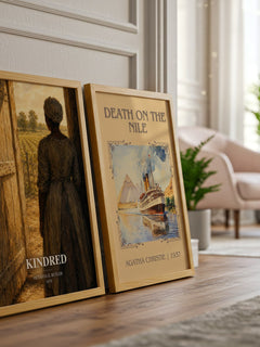 Kindred watercolour print framed by window – literary home decor
