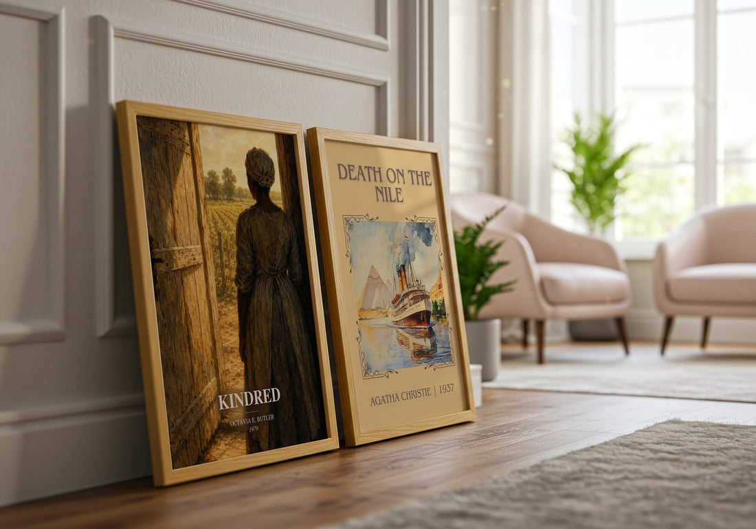 Kindred watercolour print framed by window – literary home decor