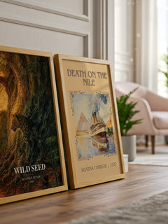 Wild Seed watercolour print framed by window – literary home decor
