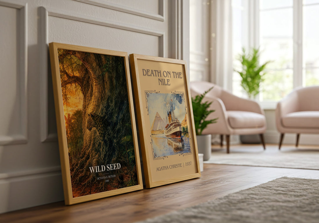 Wild Seed watercolour print framed by window – literary home decor