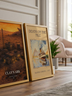 Clay's Ark watercolour print framed by window – literary home decor