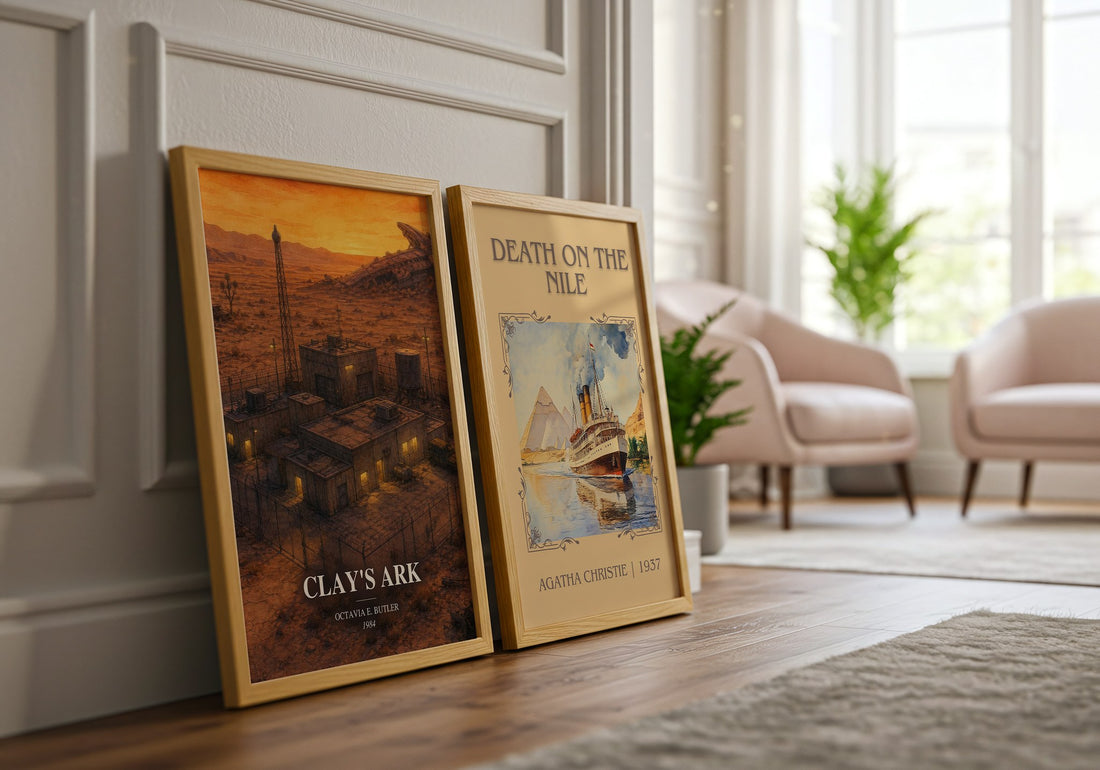 Clay's Ark watercolour print framed by window – literary home decor