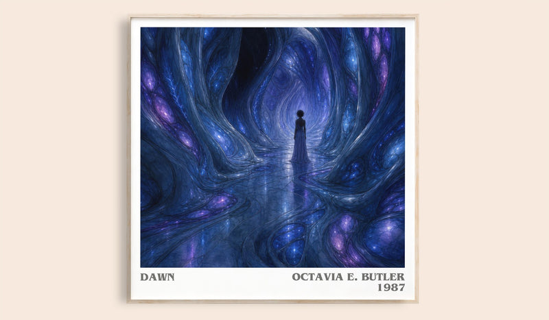 Dawn literary book poster by Octavia E. Butler – framed literary art print