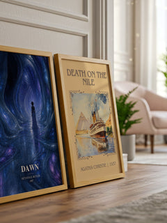 Dawn watercolour print framed by window – literary home decor