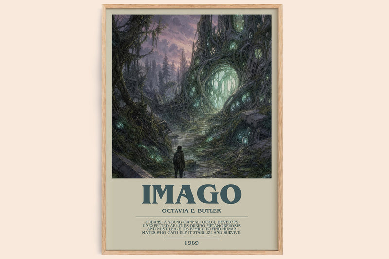Imago bookish book poster by Octavia E. Butler – framed literary art print