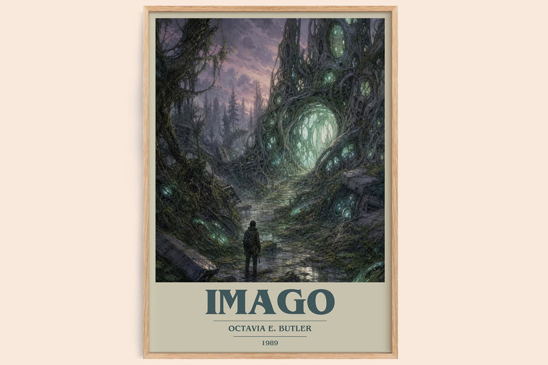 Imago book cover book poster by Octavia E. Butler – framed literary art print