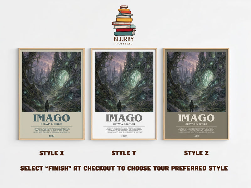 Imago bookish print in frame leaning in hallway – sci fi wall art