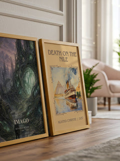 Imago watercolour print framed by window – literary home decor