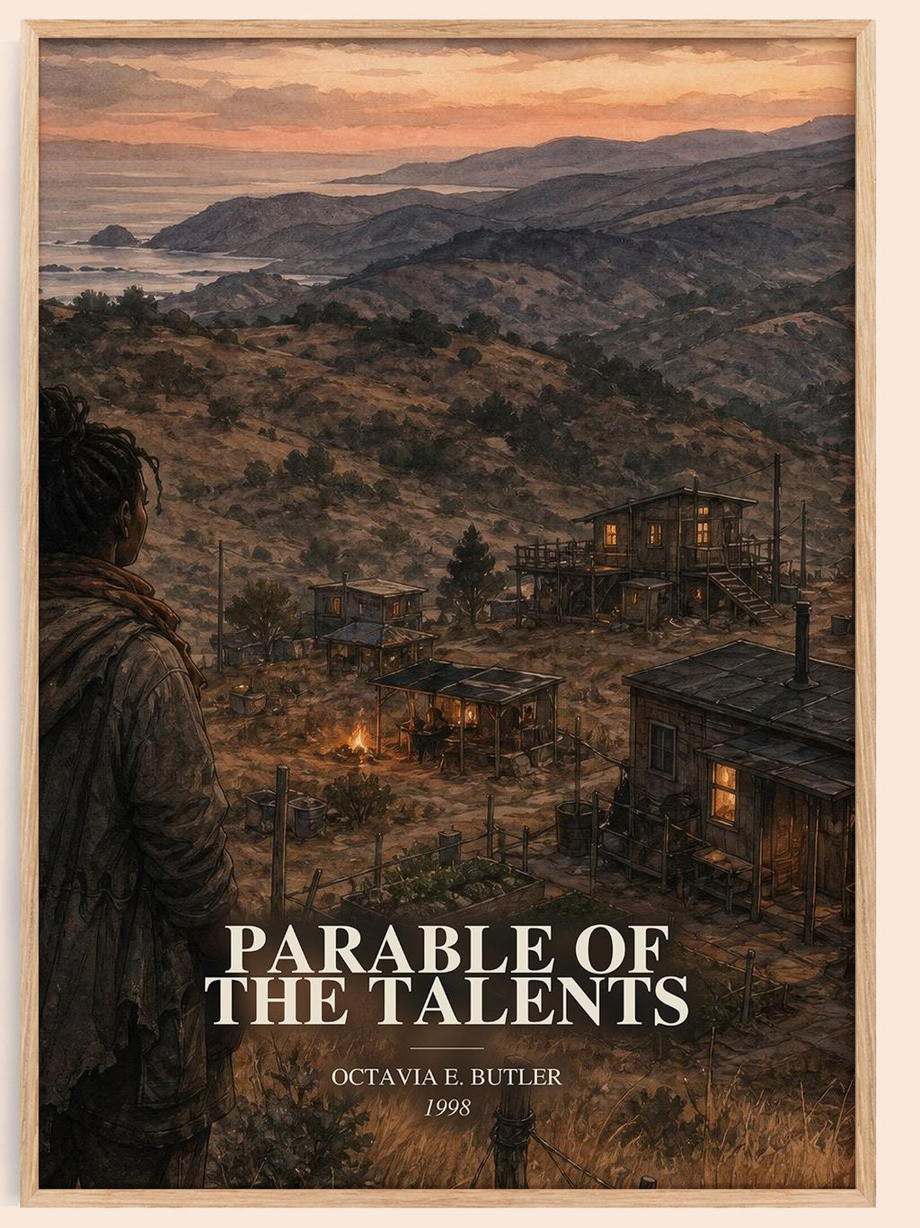 Parable of the Talents watercolour book poster by Octavia E. Butler – framed literary art print