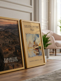 Parable of the Talents watercolour print framed by window – literary home decor