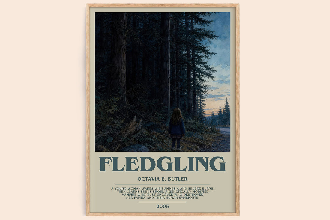 Fledgling bookish book poster by Octavia E. Butler – framed literary art print