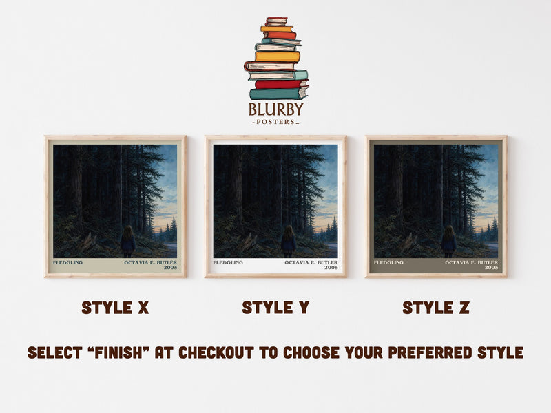 Fledgling literary print in frame leaning in hallway – sci fi wall art