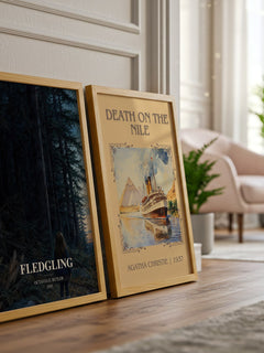 Fledgling watercolour print framed by window – literary home decor