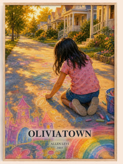 Oliviatown watercolour book poster by Allen Levi – framed literary art print