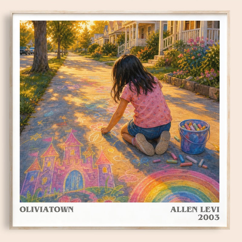 Oliviatown literary book poster by Allen Levi – framed literary art print