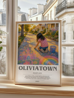 Oliviatown Bookish Wall Art by Allen Levi – framed print by a bright window