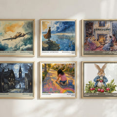 Oliviatown Literary Art Print by Allen Levi – square print in a six-frame gallery wall