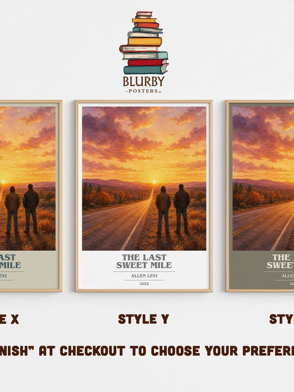 The Last Sweet Mile book cover print in frame leaning in hallway – contemporary fiction wall art