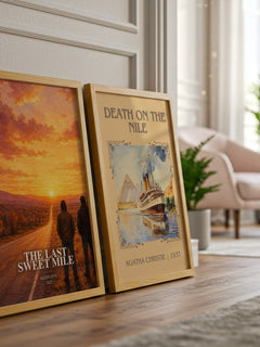 The Last Sweet Mile watercolour print framed by window – literary home decor