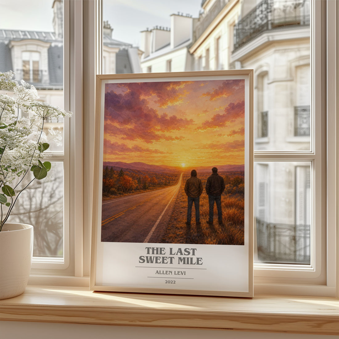 The Last Sweet Mile Book Cover Poster by Allen Levi – framed print by a bright window