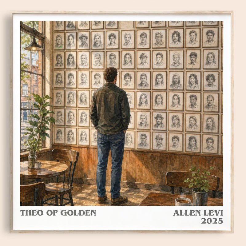 Theo of Golden literary book poster by Allen Levi – framed literary art print