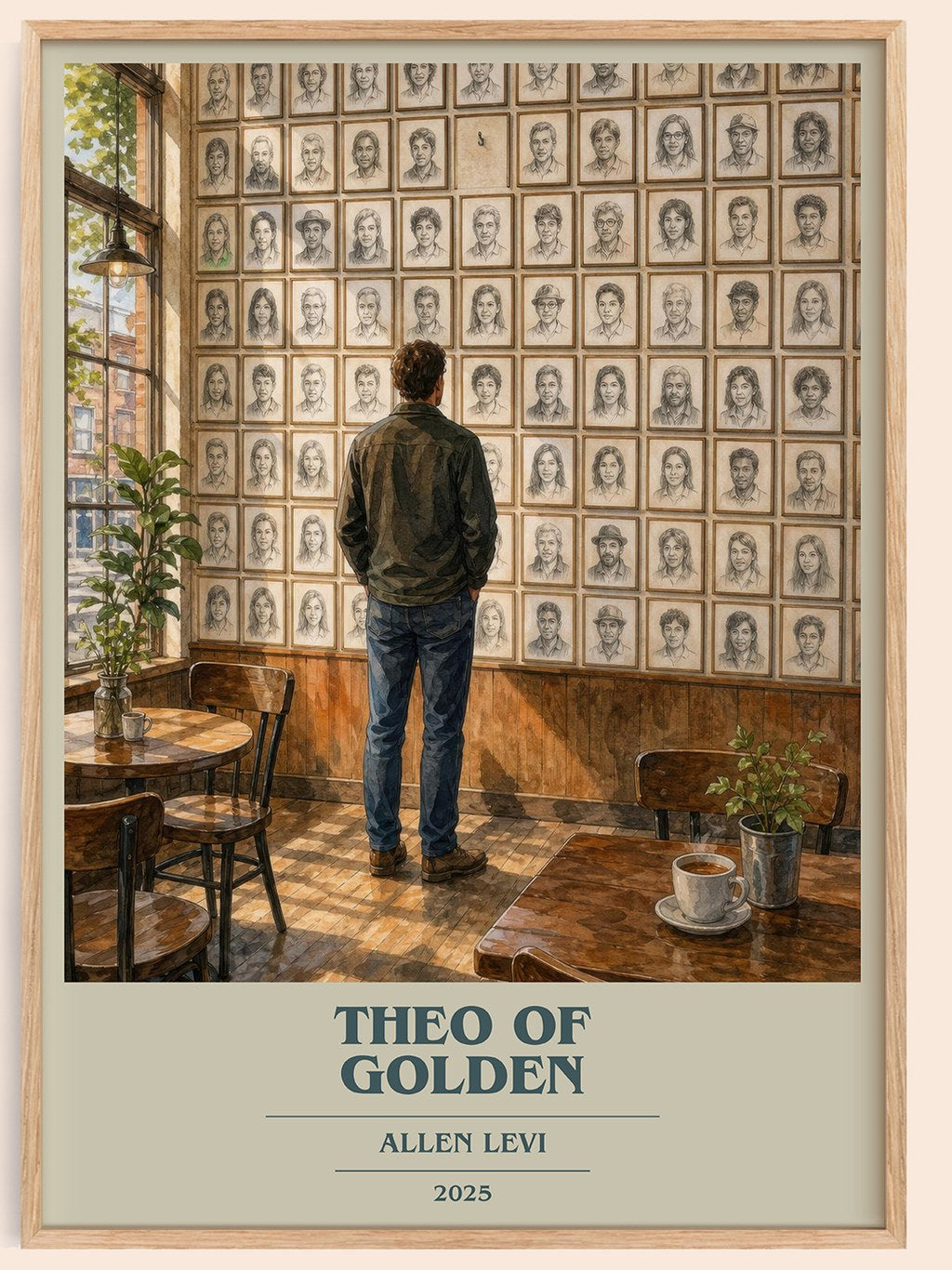 Theo of Golden book cover book poster by Allen Levi – framed literary art print