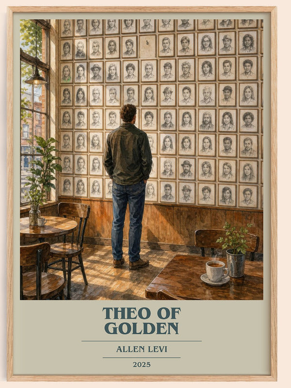 Theo of Golden book cover book poster by Allen Levi – framed literary art print