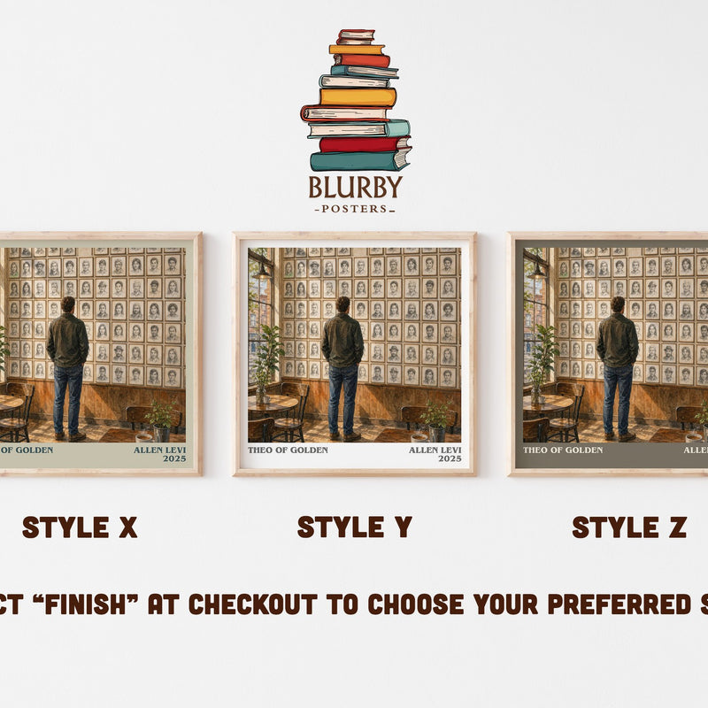 Theo of Golden literary print in frame leaning in hallway – childrens wall art