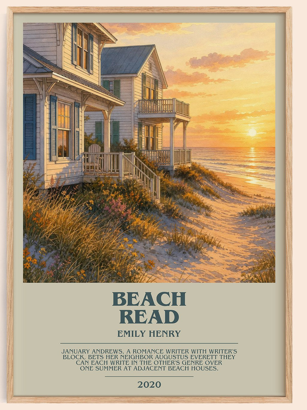 Beach Read bookish book poster by Emily Henry – framed literary art print