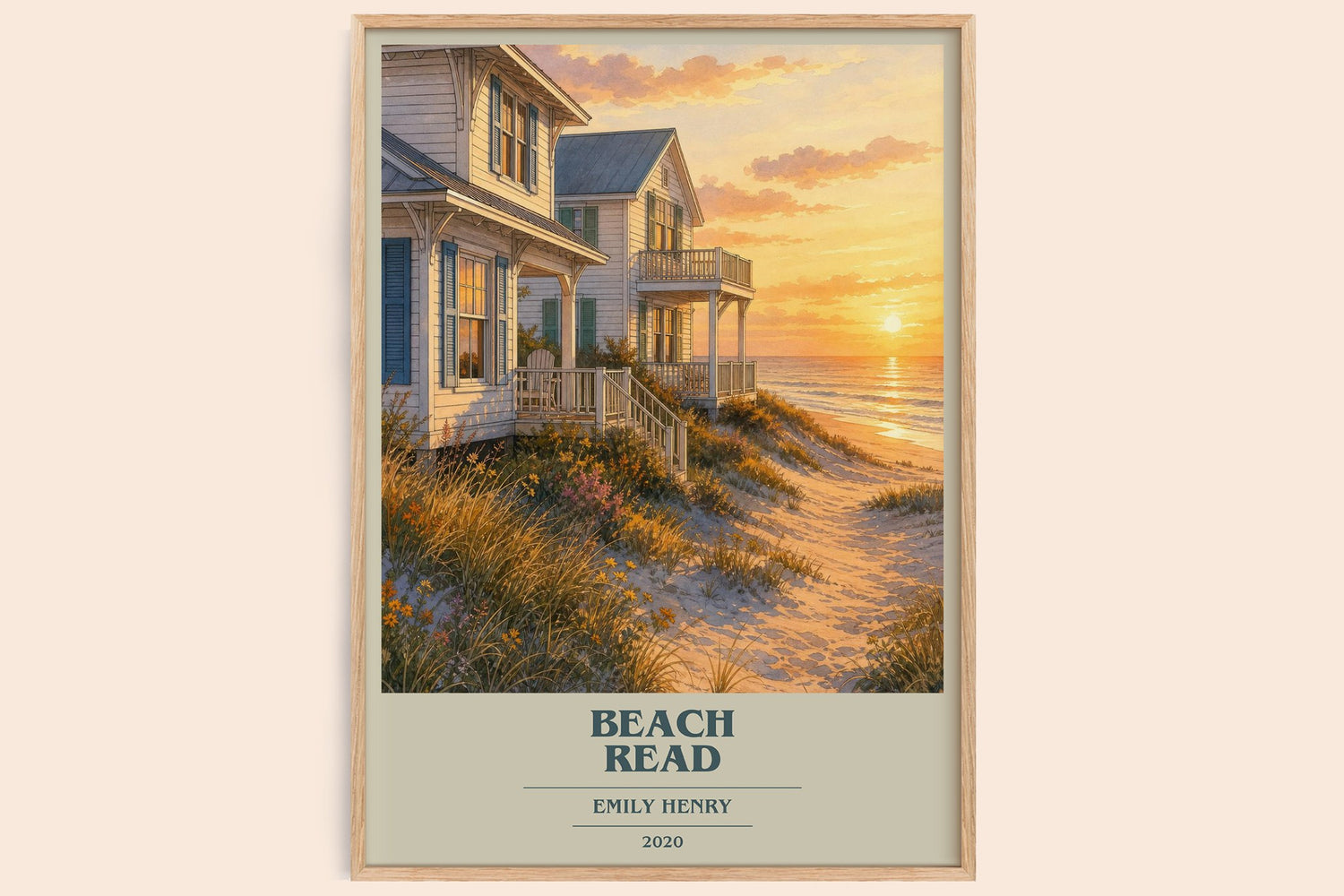 Beach Read book cover book poster by Emily Henry – framed literary art print