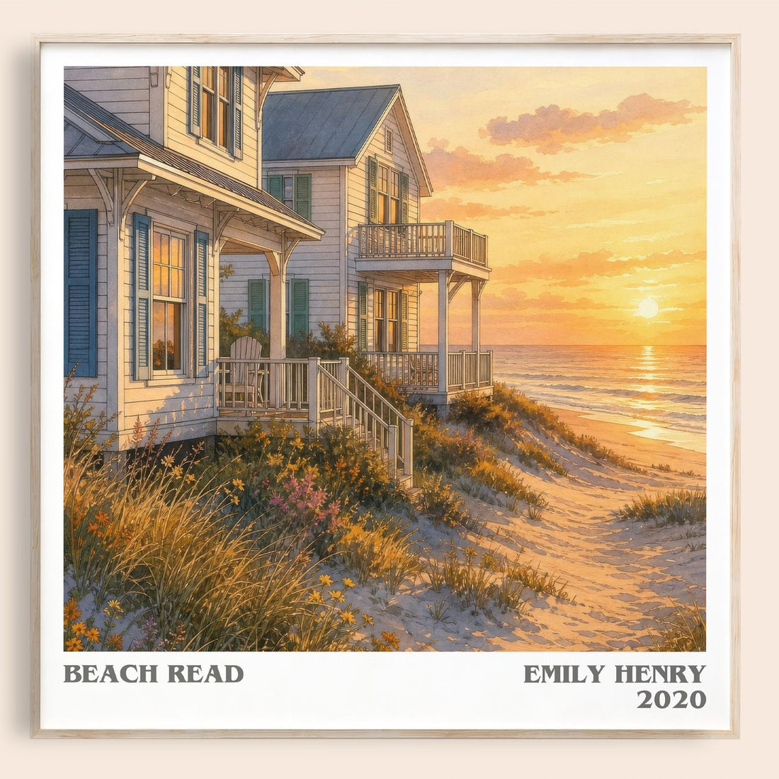 Beach Read literary book poster by Emily Henry – framed literary art print