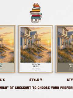 Beach Read book cover print in frame leaning in hallway – romance wall art