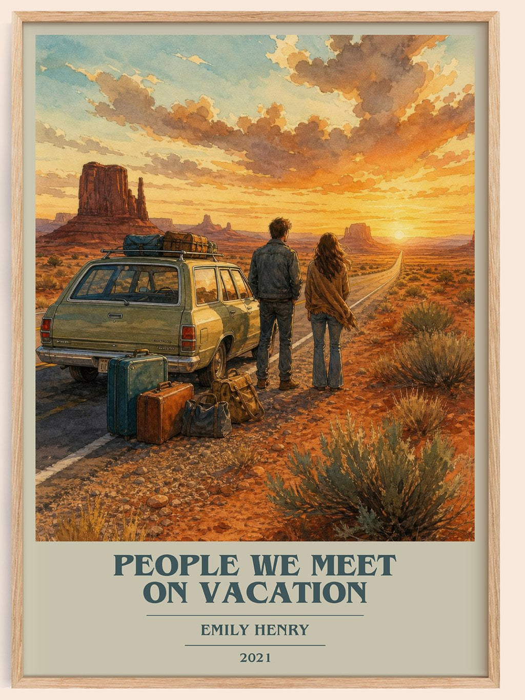 People We Meet on Vacation book cover book poster by Emily Henry – framed literary art print