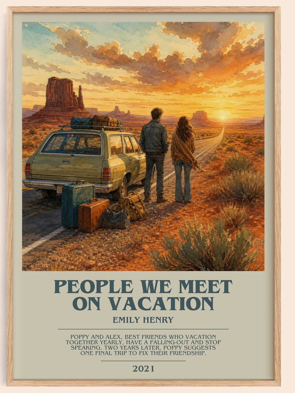People We Meet on Vacation Bookish Wall Art by Emily Henry – framed poster