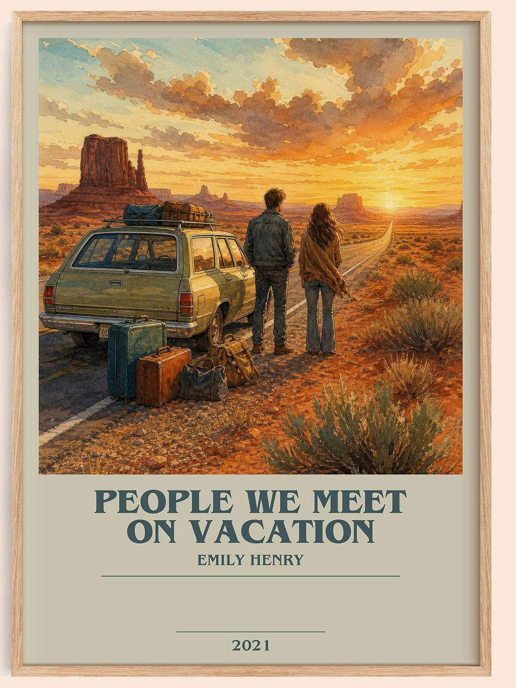 People We Meet on Vacation bookish book poster by Emily Henry – framed literary art print