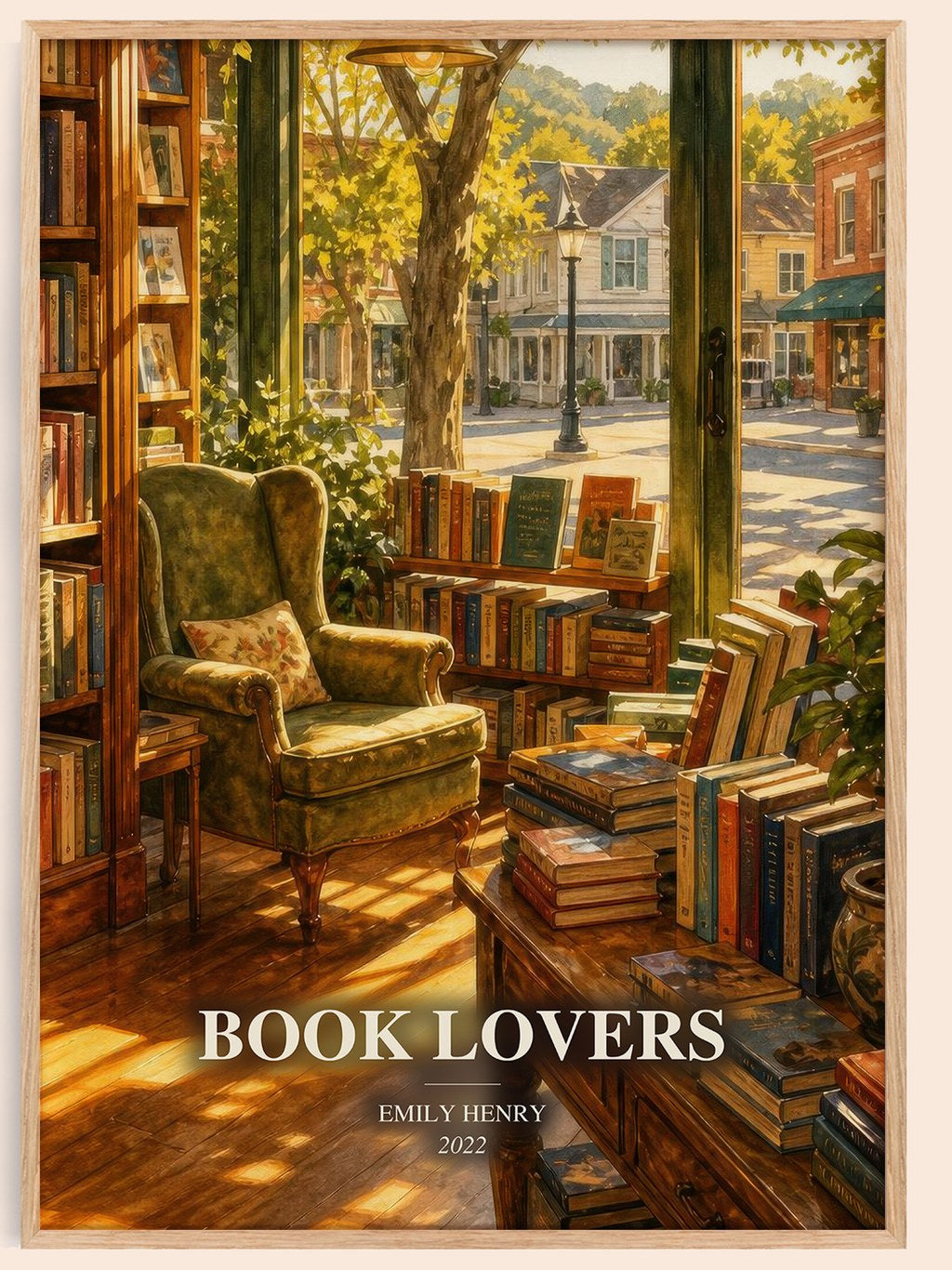 Book Lovers watercolour book poster by Emily Henry – framed literary art print