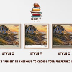 Happy Place literary print in frame leaning in hallway – romance wall art