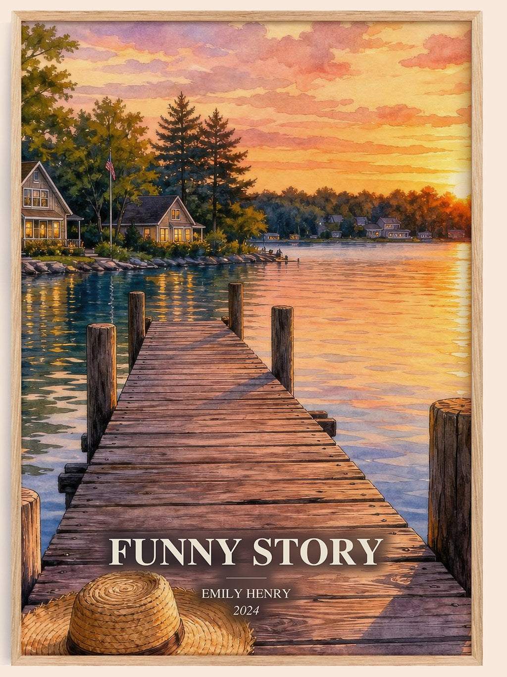 Funny Story watercolour book poster by Emily Henry – framed literary art print