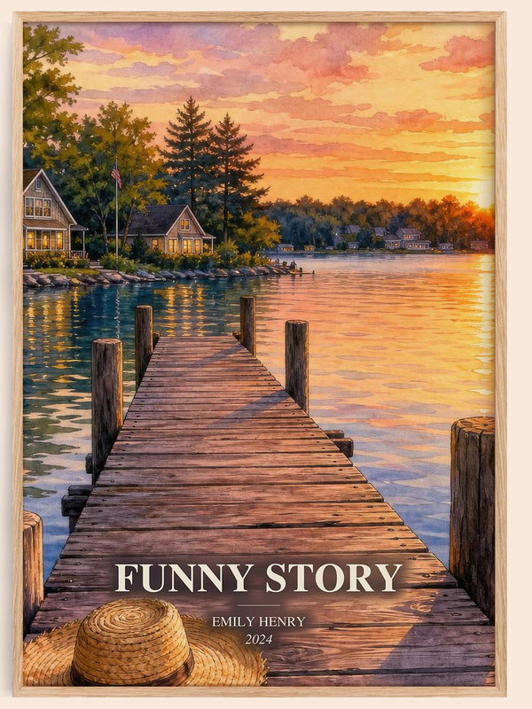 Funny Story watercolour book poster by Emily Henry – framed literary art print