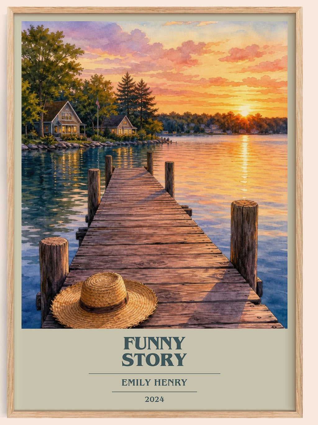 Funny Story book cover book poster by Emily Henry – framed literary art print