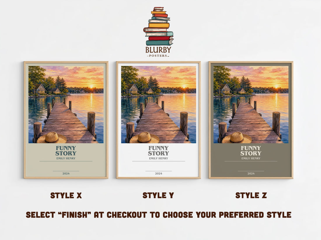 Funny Story bookish print in frame leaning in hallway – romance wall art (mockup)