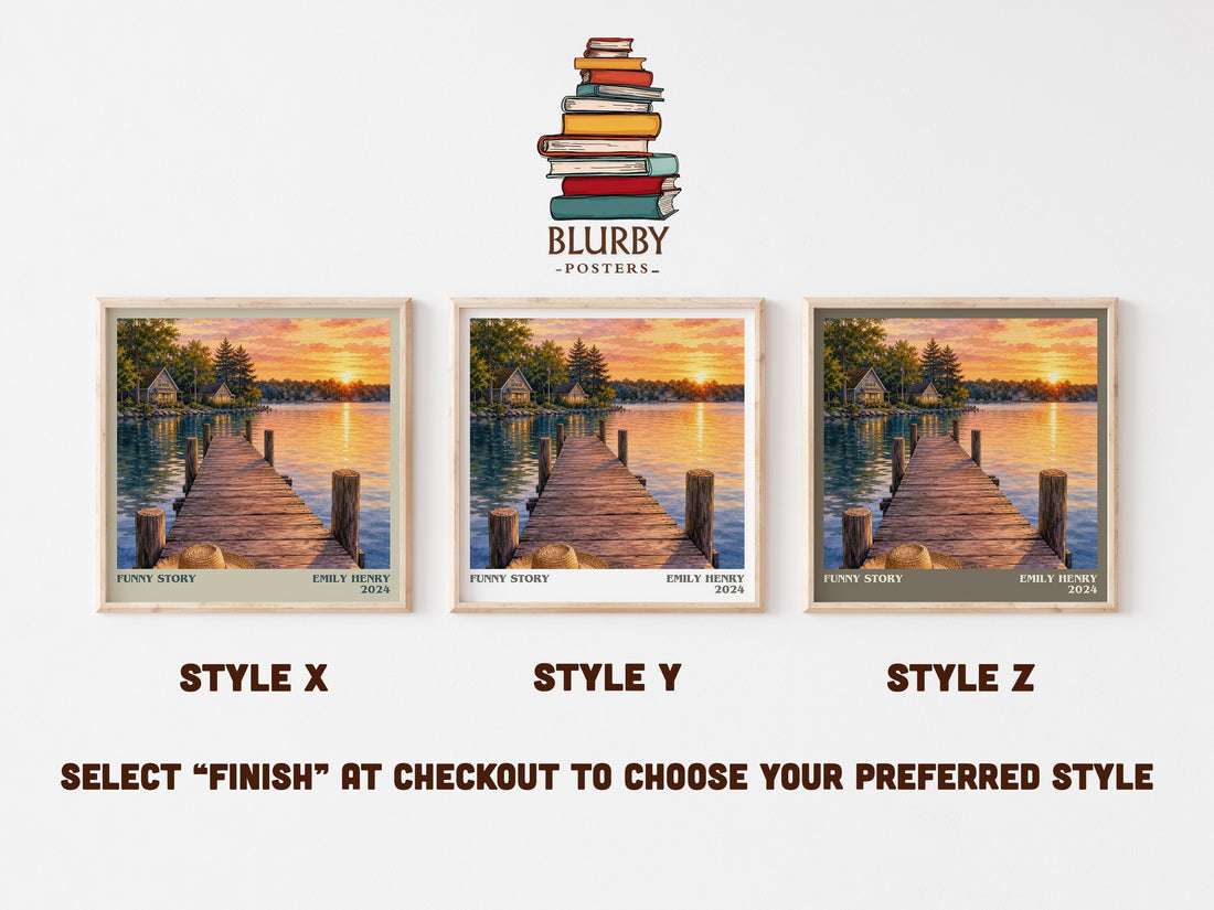 Funny Story literary print in frame leaning in hallway – romance wall art (mockup)