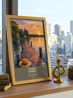 Funny Story book cover print framed by window – literary home decor